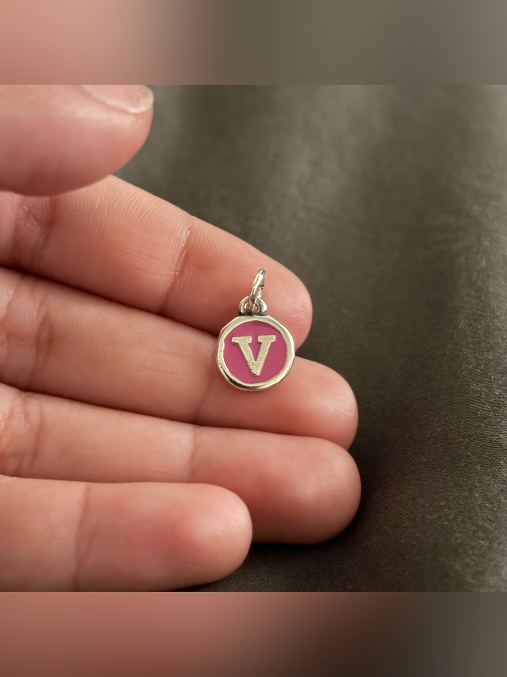 James Avery Pink Enamel V Charm